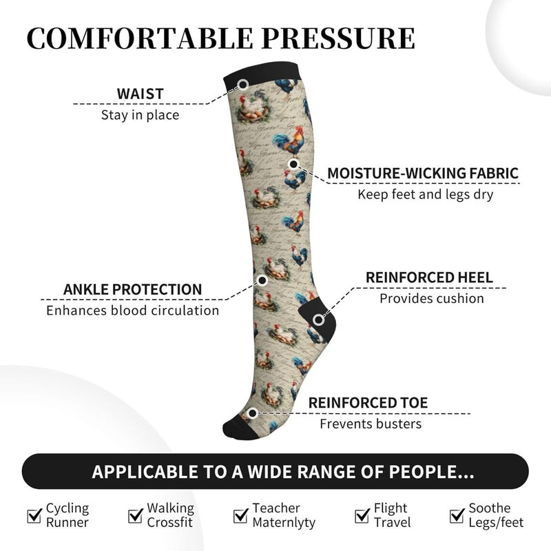 thmnj Compression Socks Knee High Support Socks for Women Men Circulation Stockings for Athletic Running Cycling Flying - Image 4